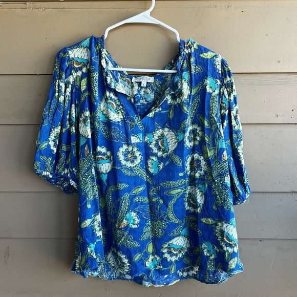 Rachel Zoe Boho Floral Blouse - Size L - Modest Business Casual - Picture 1 of 4